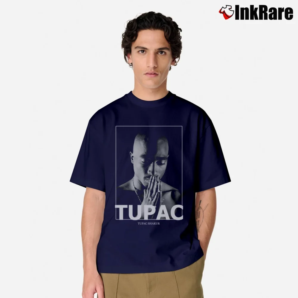 Men’s Tupac Praying Girls Classic T-Shirt in navy | Soft, Breathable Everyday Wear