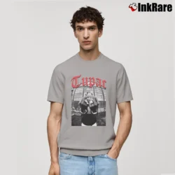 Men’s Tupac Shakur Black Middle Finger Classic T-Shirt in sport grey | Soft, Breathable Everyday Wear