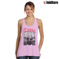 Women’s Tupac Shakur Black Middle Finger Tank Top in light pink | Lightweight, Movement-Friendly
