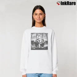 Women’s Tupac Shakur Middle Finger Photo 2pac Iconic Relaxed Sweatshirt in white | Soft, Laid-Back Vibe
