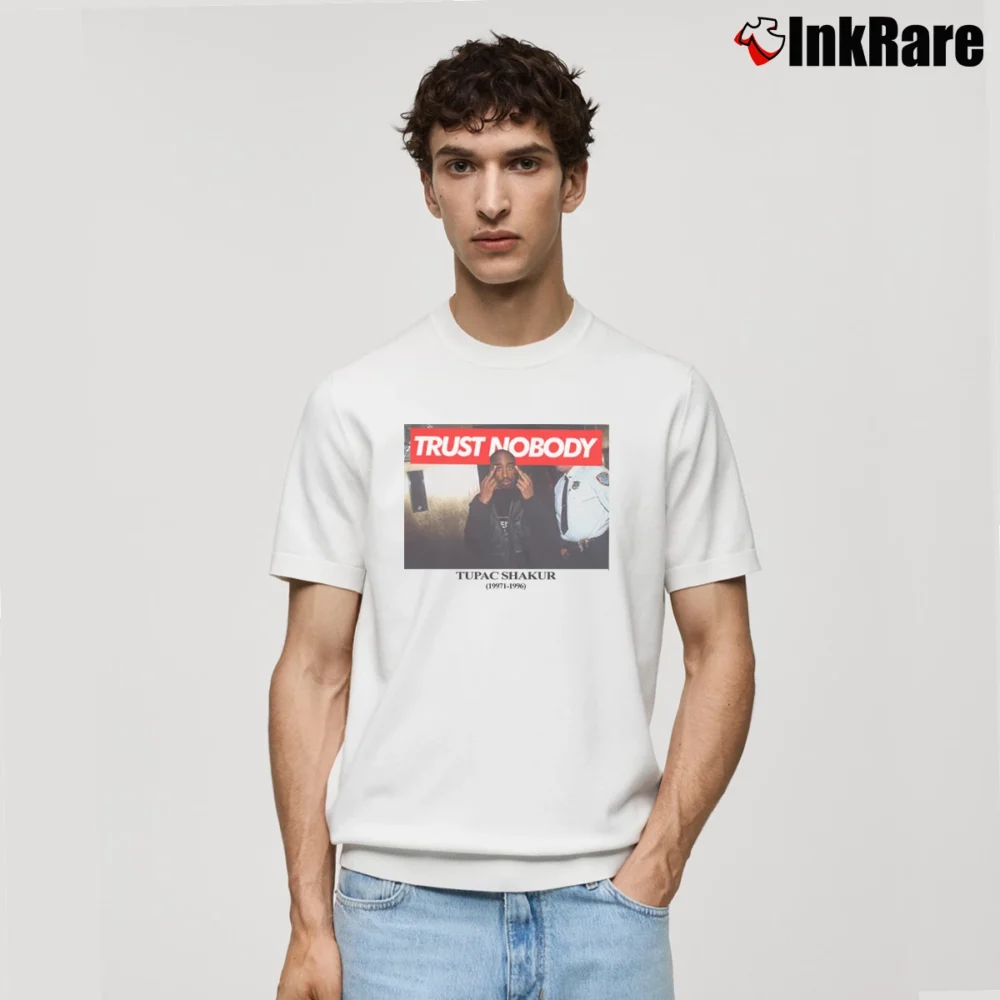 Men’s Tupac Shakur Trust Nobody for Hip Hop Fans Classic T-Shirt in white | Soft, Breathable Everyday Wear