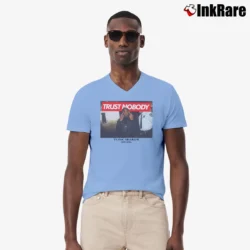 Men’s Tupac Shakur Trust Nobody for Hip Hop Fans V-Neck Tee in light blue | Sharp, Breathable, Everyday Staple