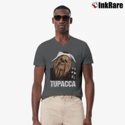 Men’s Tupacca Graphic V-Neck Tee in charcoal | Sharp, Breathable, Everyday Staple