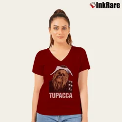 Women’s Tupacca Graphic V-Neck Tee in maroon | Chic Neckline, Soft Texture