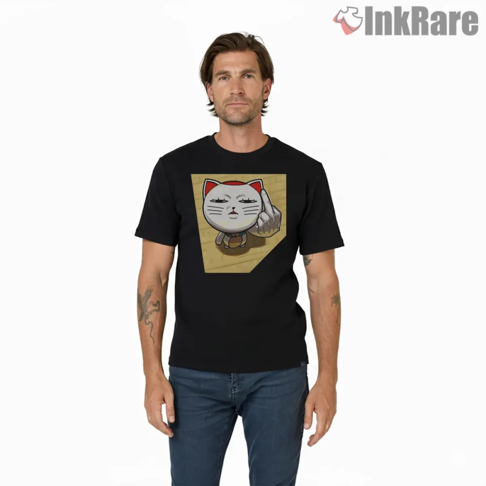 Turbo Granny Cat Attitude Comedy Anime Shirt on black short sleeve shirt for men graphic tee