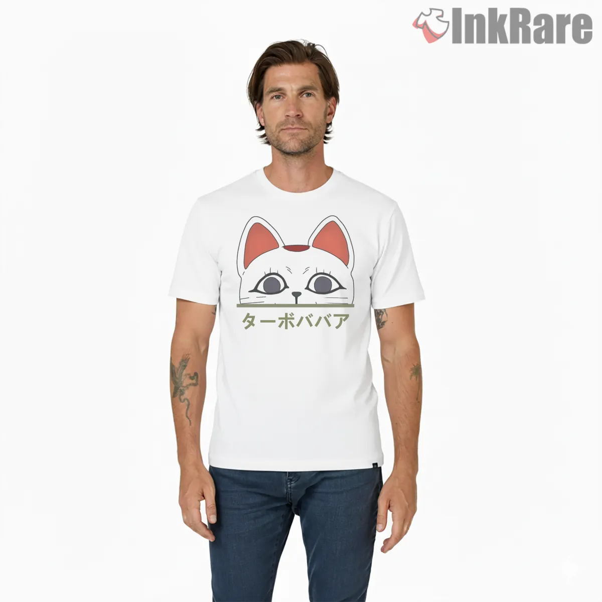 Turbo Granny Cat Face Minimal Manga Dandadan Short Sleeve White Turbo Granny Cat Face Minimal Manga Dandadan Shirt on white short sleeve shirt for men graphic tee