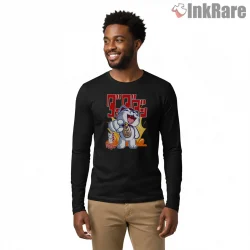 Turbo Granny Cat Puzzle Cartoon Anime Shirt on black long sleeve shirt for men graphic tee