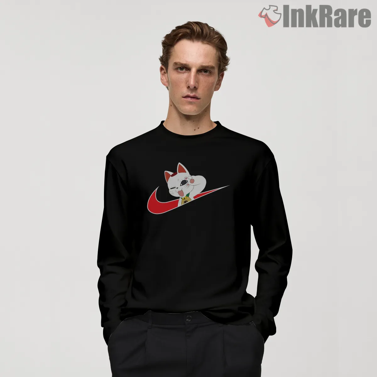 Turbo Granny Cat Sneaker Parody Anime Long Sleeve Black Turbo Granny Cat Sneaker Parody Anime Shirt on black long sleeve shirt for men graphic tee