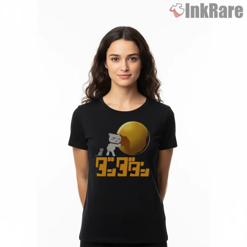 Turbo Granny Cat Spirit Anime Minimal Shirt on black short sleeve shirt for women graphic tee