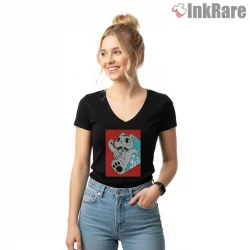 Turbo Granny Cat Spirit Jump Anime Shirt on black v-neck shirt for women graphic tee
