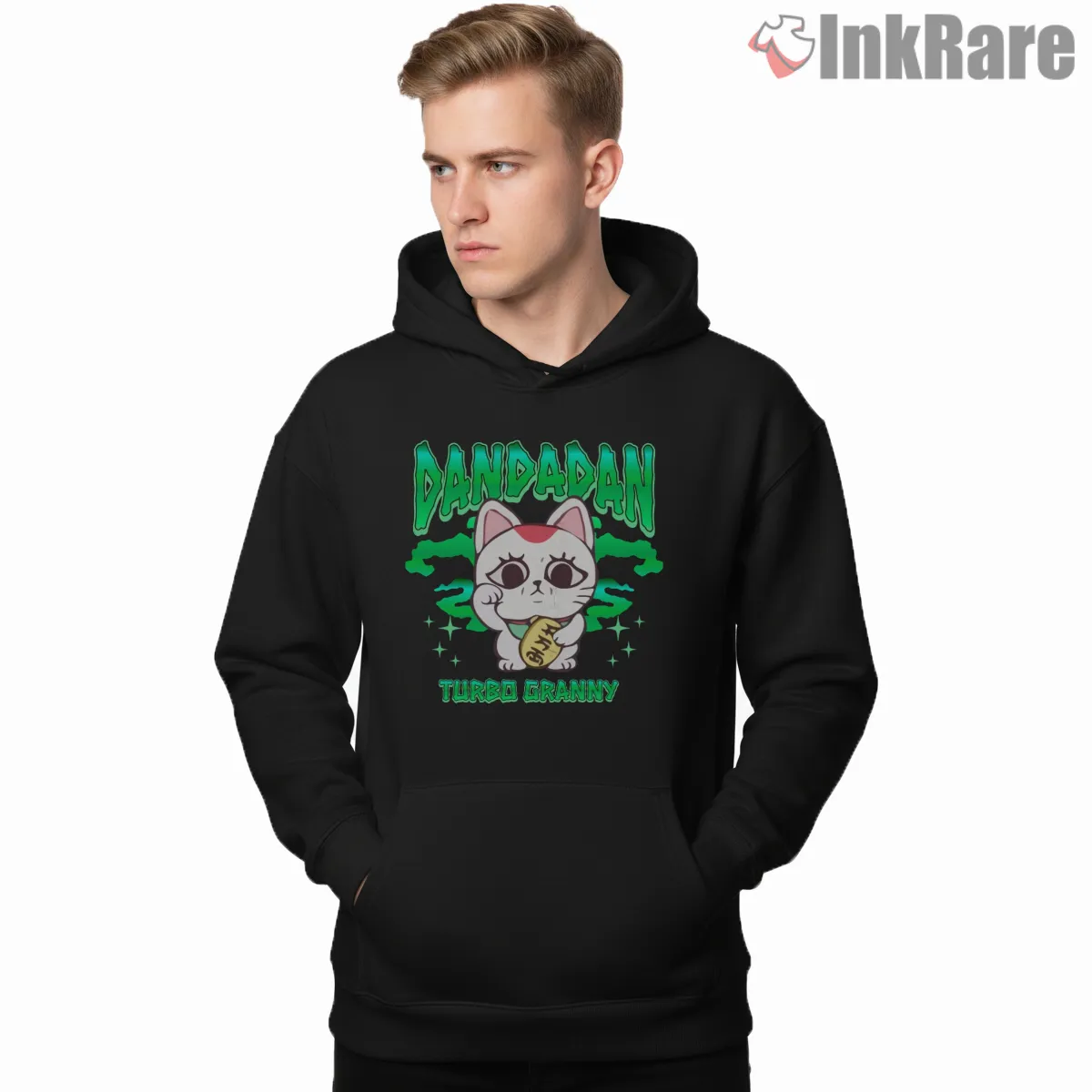 Turbo Granny Cute Cat Spirit Anime Hoodie Black Turbo Granny Cute Cat Spirit Anime Shirt on black hoodie for men graphic tee