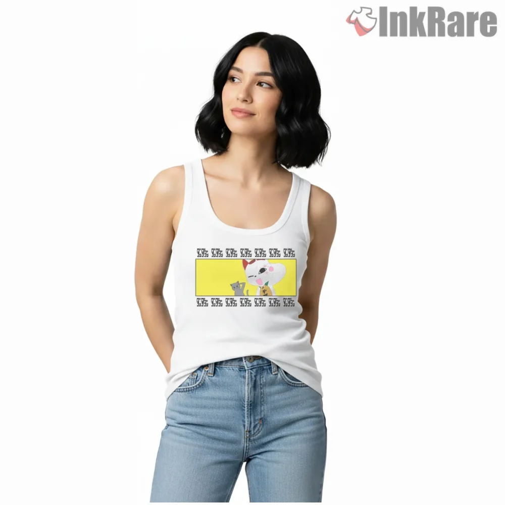 Turbo Granny Cute Lucky Cat Anime Shirt on white tank top for women graphic tee