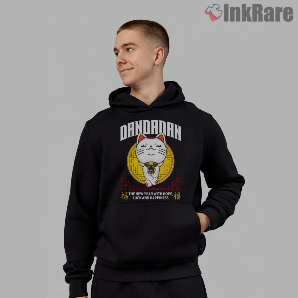 Turbo Granny Fortune Cat Spirit Anime Shirt on black hoodie for men graphic tee
