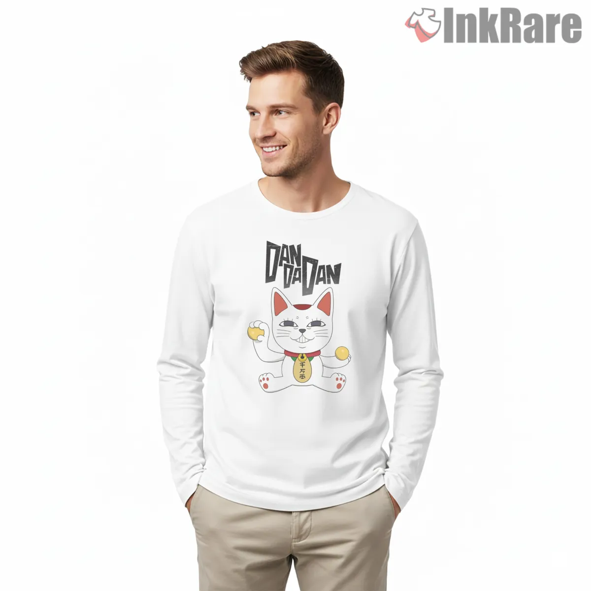 Turbo Granny Lucky Cat Classic Dandadan Long Sleeve White Turbo Granny Lucky Cat Classic Dandadan Shirt on white long sleeve shirt for men graphic tee