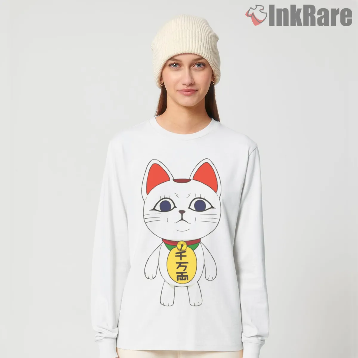 Turbo Granny Lucky Cat Spirit Dandadan Long Sleeve White Turbo Granny Lucky Cat Spirit Dandadan Shirt on white long sleeve shirt for women graphic tee