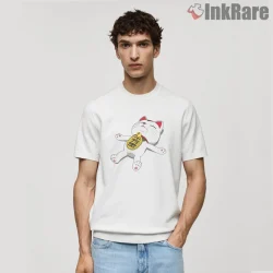 Turbo Granny Relaxing Lucky Cat Anime Shirt on white short sleeve shirt for men graphic tee