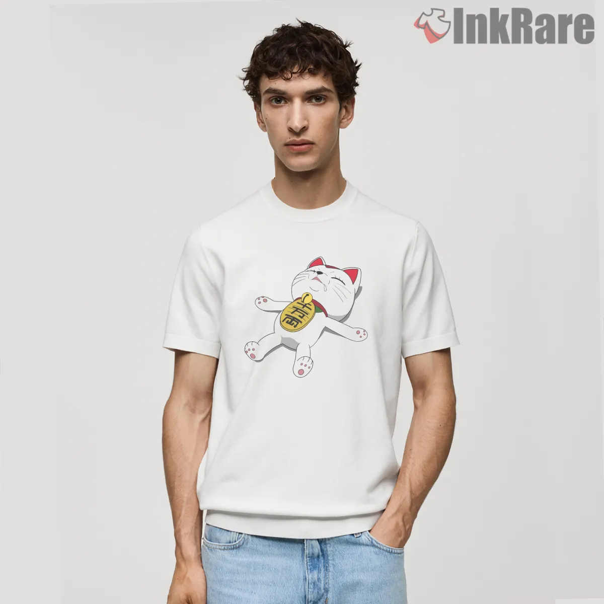 Turbo Granny Relaxing Lucky Cat Anime Short Sleeve White Turbo Granny Relaxing Lucky Cat Anime Shirt on white short sleeve shirt for men graphic tee