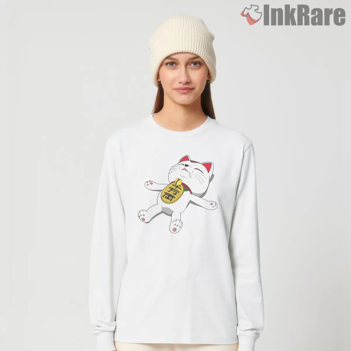 Turbo Granny Relaxing Lucky Cat Anime Long Sleeve White Turbo Granny Relaxing Lucky Cat Anime Shirt on white long sleeve shirt for women graphic tee