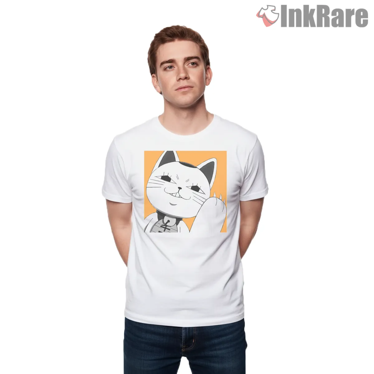 Turbo Granny Smug Lucky Cat Dandadan Short Sleeve White Turbo Granny Smug Lucky Cat Dandadan Shirt on white short sleeve shirt for men graphic tee