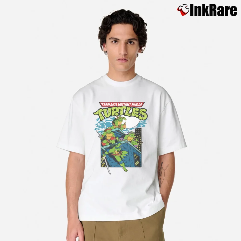 Men’s Turtles In The Night Tmnt Classic T-Shirt in white | Soft, Breathable Everyday Wear
