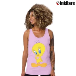 Women’s Tweety Bird Retro Long Sleeve Looney Tunes Tank Top in light pink | Lightweight, Movement-Friendly