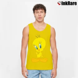 Men’s Tweety Bird Retro Long Sleeve Looney Tunes Tank Top in yellow | Breathable, Active-Friendly Design