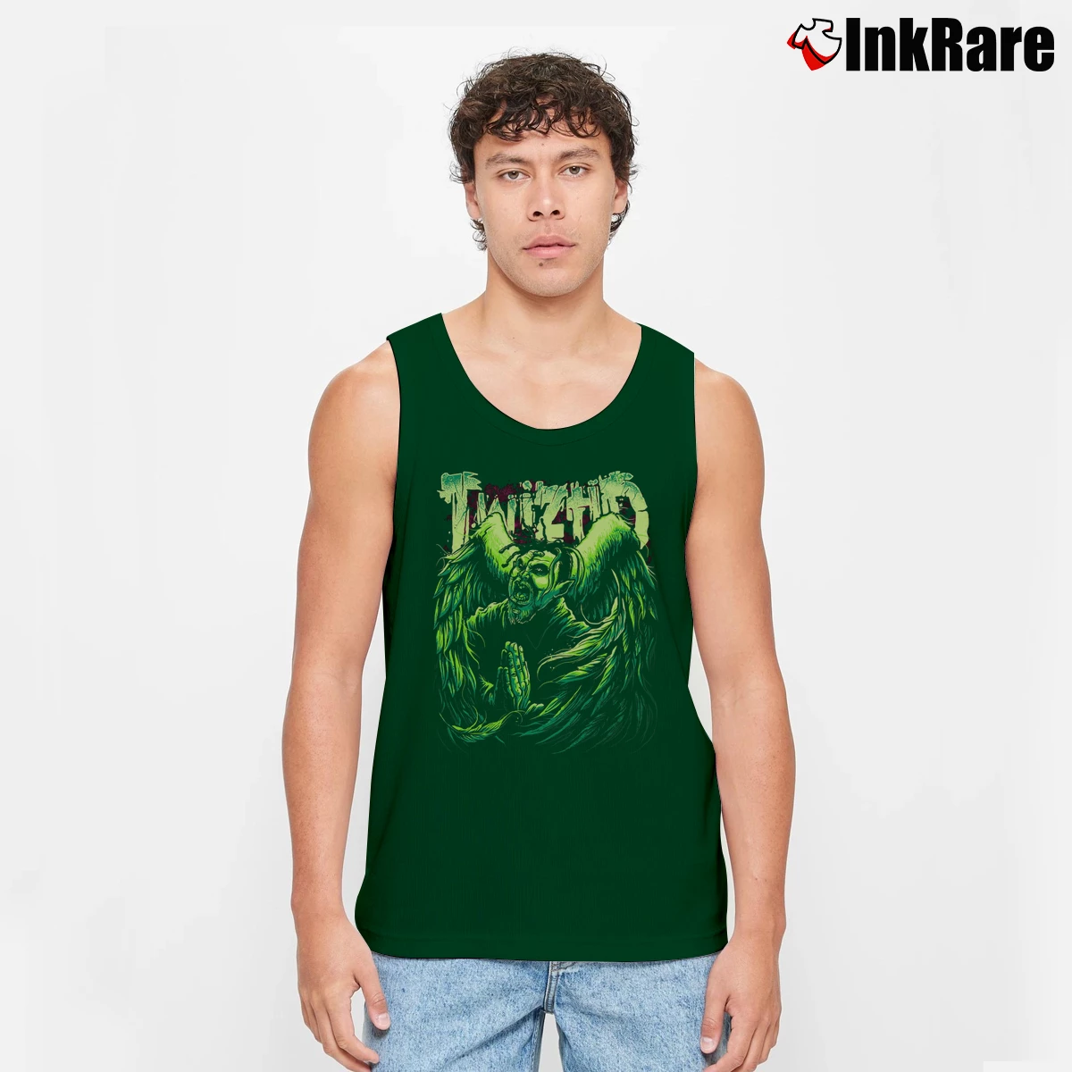 Men’s Twiztid Freek Show Horrorcore Band Tank Top in forest green | Breathable, Active-Friendly Design