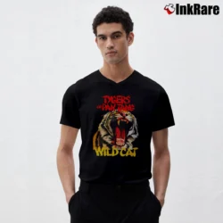 Men’s Tygers Of Pan Tang Wild Cat 1980 V-Neck Tee in black | Sharp, Breathable, Everyday Staple