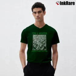 Men’s Type O Negative Diversity Destruction V-Neck Tee in forest green | Sharp, Breathable, Everyday Staple