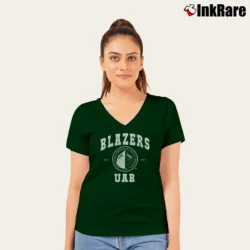 Women’s UAB Blazers NCAA Forest Seal V-Neck Tee in forest green | Chic Neckline, Soft Texture
