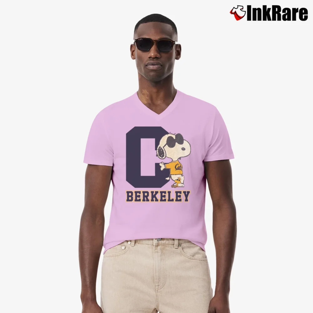 Men’s UC Berkeley Snoopy V-Neck Tee in light pink | Sharp, Breathable, Everyday Staple