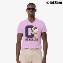 Men’s UC Berkeley Snoopy V-Neck Tee in light pink | Sharp, Breathable, Everyday Staple