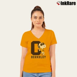 Women’s UC Berkeley Snoopy V-Neck Tee in orange | Chic Neckline, Soft Texture