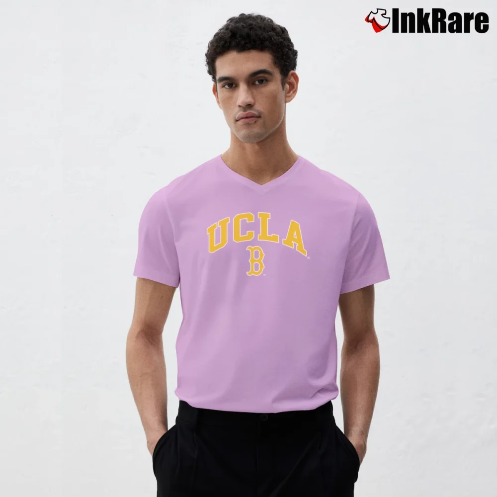 Men’s UCLA E5 Crew Sports V-Neck Tee in light pink | Sharp, Breathable, Everyday Staple