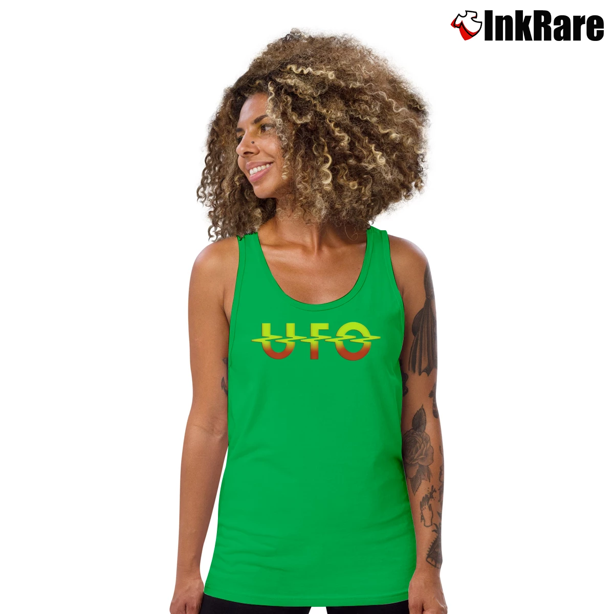 Women’s Ufo Band Logo Vintage Music Tank Top in irish green | Lightweight, Movement-Friendly