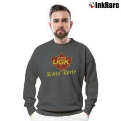 Men’s UGK Hip Hop Duo Logo Southern Rap Crewneck Sweatshirt in charcoal | Cozy Fabric, Clean Style