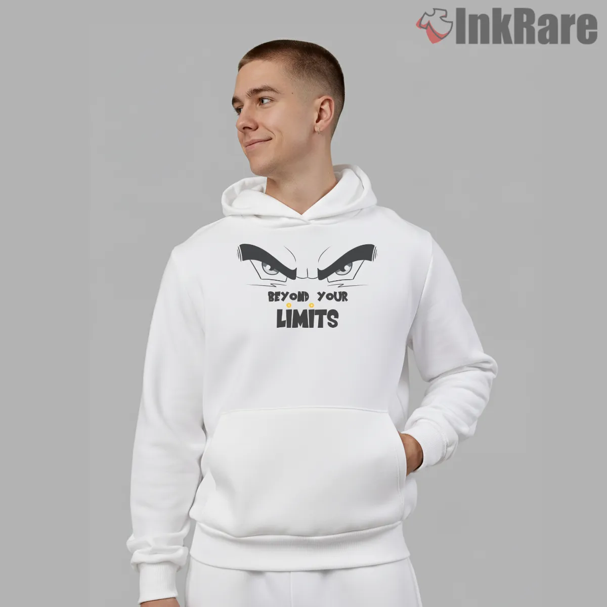 Ultra Instinct Goku Determined Eyes Graphic Hoodie White Ultra Instinct Goku Determined Eyes Graphic Shirt on white hoodie for men graphic tee