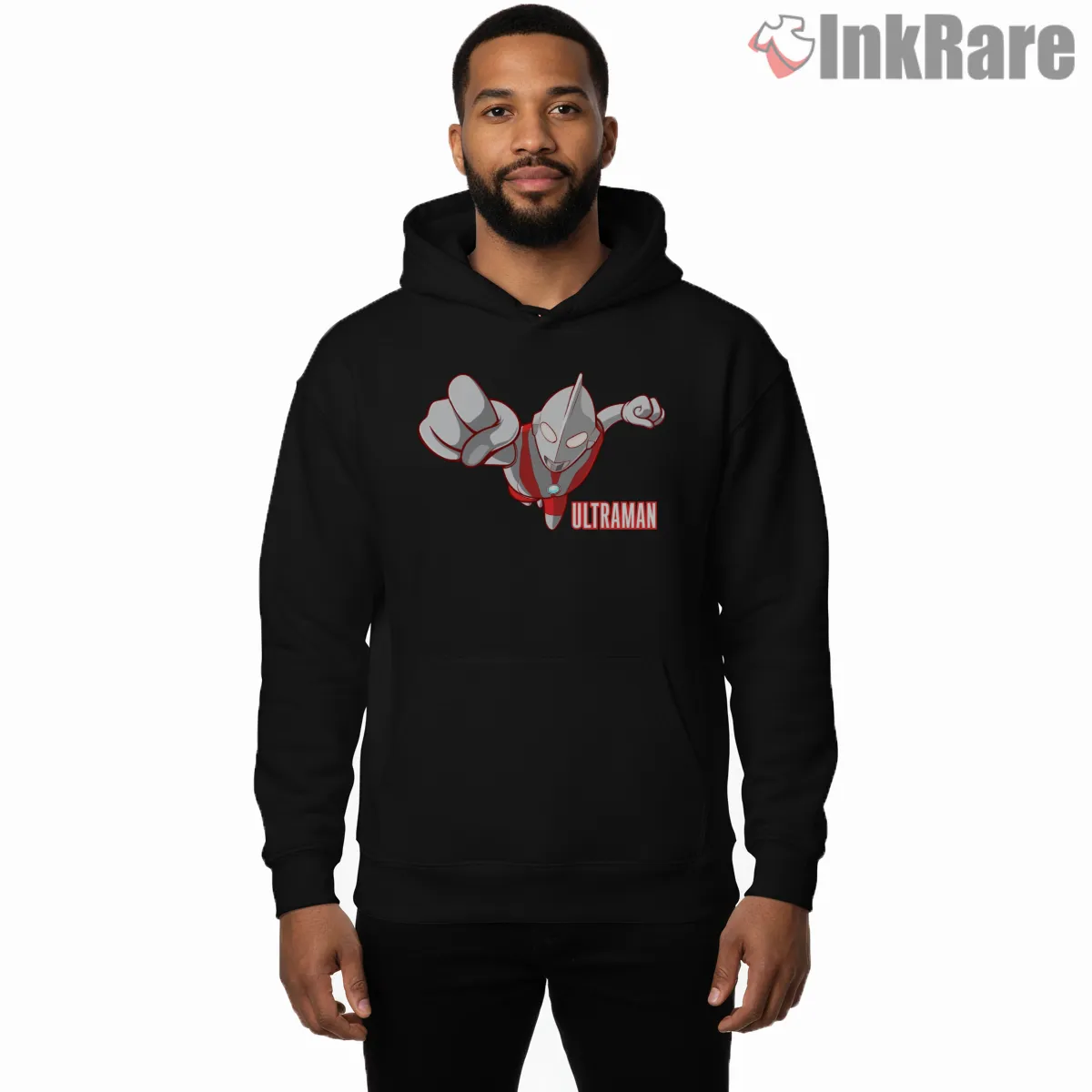 Ultraman Dynamic Flying Punch Hero Hoodie Black Ultraman Dynamic Flying Punch Hero Shirt on black hoodie for men graphic tee