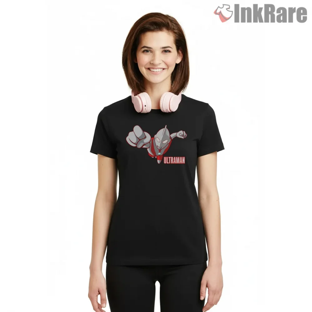 Ultraman Dynamic Flying Punch Hero Shirt on black short sleeve shirt for women graphic tee