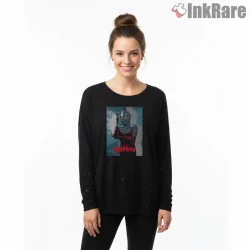 Ultraman Japanese Retro Kaiju Hunter Poster Shirt on black long sleeve shirt for women graphic tee