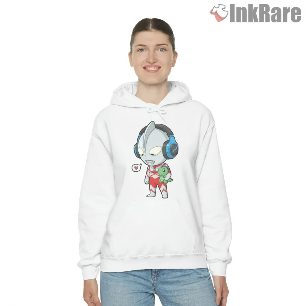 Ultraman Lonely Hero Headphones Kaiju Memories Shirt on white hoodie for women graphic tee