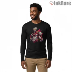 Ultraman Neon Armor Hero Illustration Shirt on black long sleeve shirt for men graphic tee