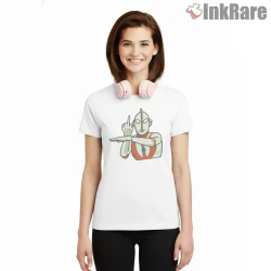 Ultraman Playful Rebel Gesture Cartoon Shirt on white short sleeve shirt for women graphic tee