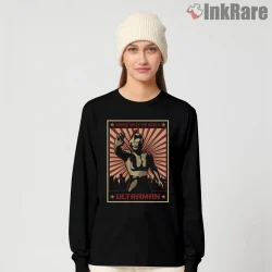Ultraman Retro Protector Of The World Poster Shirt on black long sleeve shirt for women graphic tee
