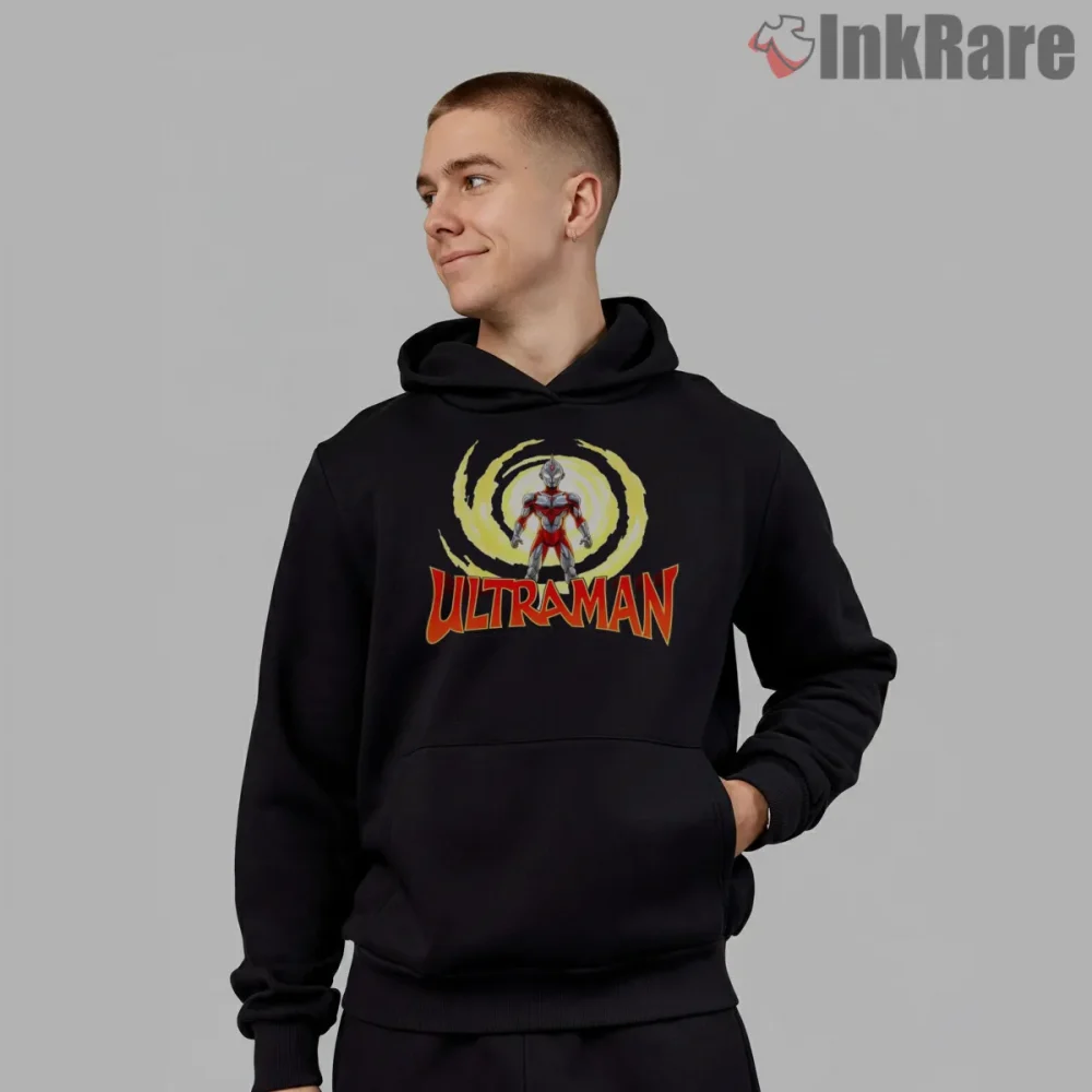 Ultraman Rising Aura Classic Hero Shirt on black hoodie for men graphic tee