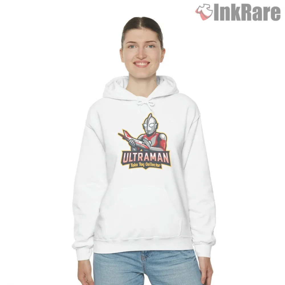 Ultraman Tokusatsu Toy Collector Tribute Shirt on white hoodie for women graphic tee