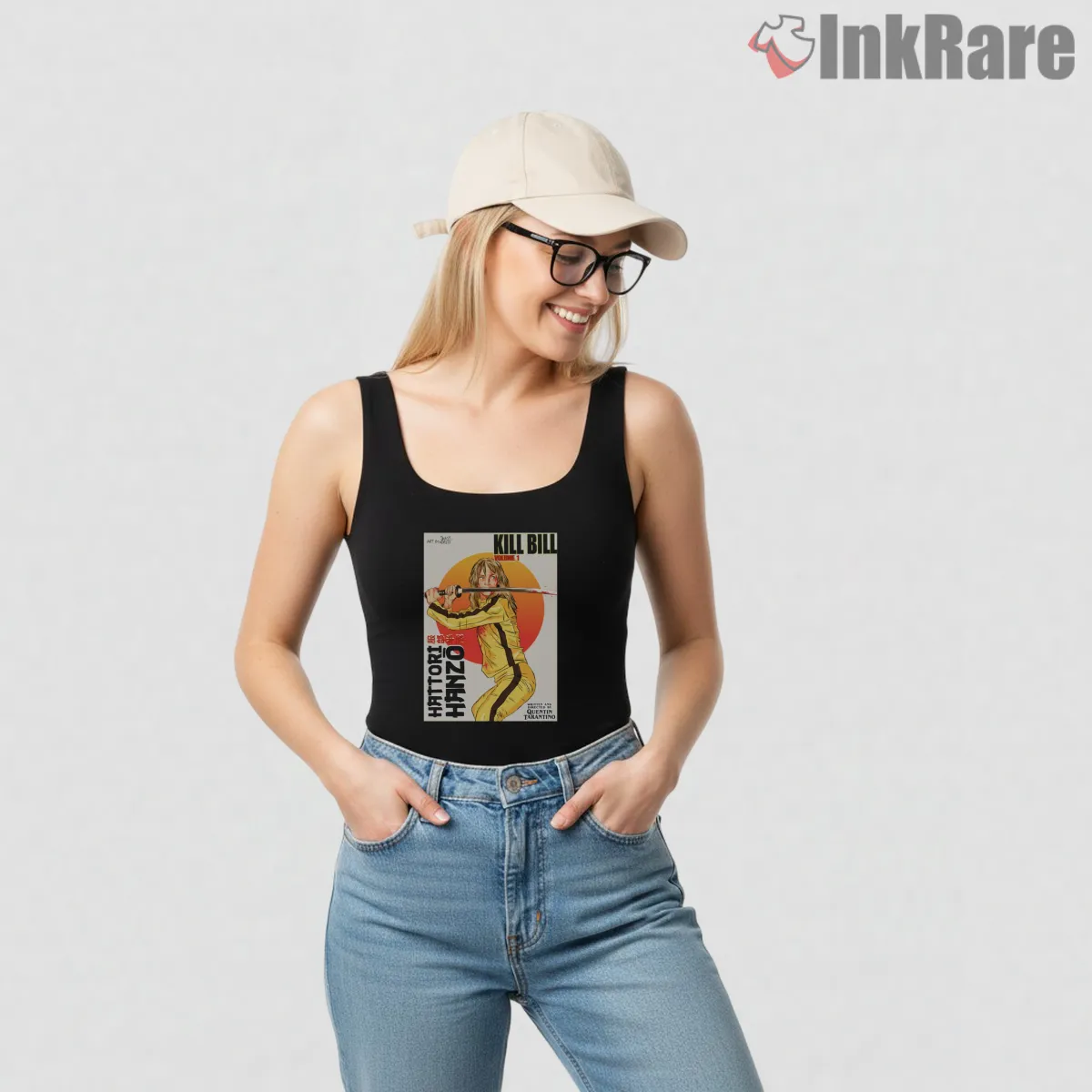 Uma Thurman Kill Bill Japanese Poster Style Tank Top Black Uma Thurman Kill Bill Japanese Poster Style Shirt on black tank top for women graphic tee