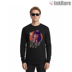 Uma Thurman Lounge Portrait Shirt on black long sleeve shirt for men graphic tee