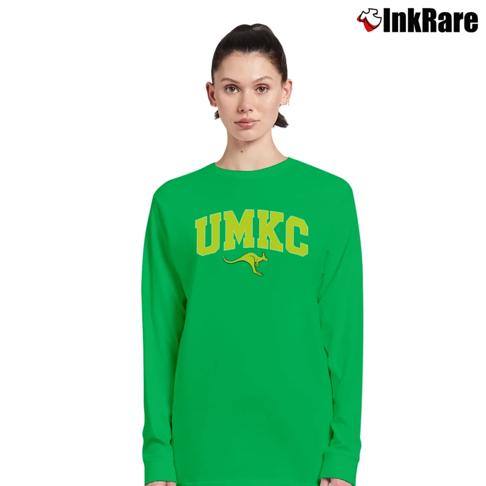 Women’s UMKC Roos Blue Arch Mascot Champion Crew Long-Sleeve Top in irish green | Sleek, Versatile, All-Season
