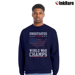 Men’s Undefeated 2 Time World War Champs Crewneck Sweatshirt in navy | Cozy Fabric, Clean Style